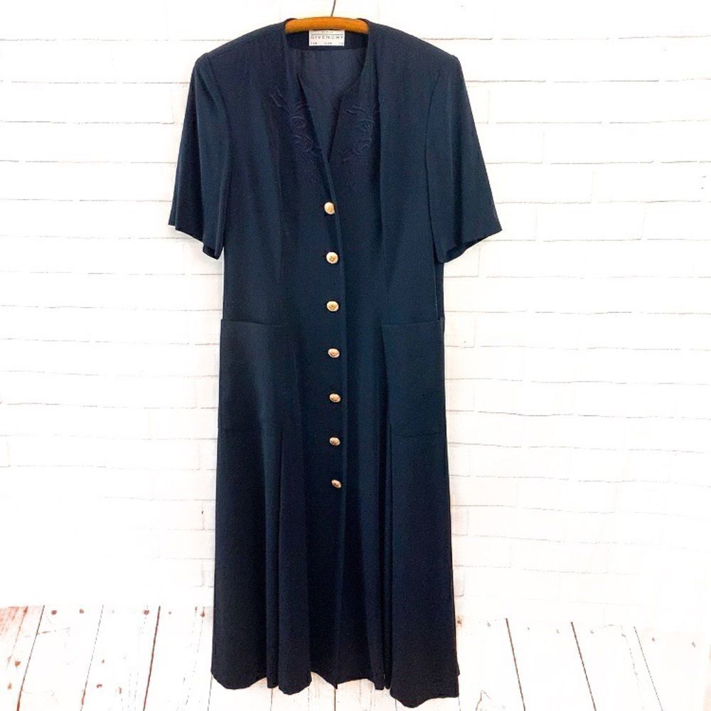GIVENCHY EN PLUS Navy Button Down Dress